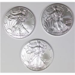 THREE 2019 AMERICAN SILVER EAGLES