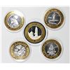 Image 1 : FIVE MISCELLANEOUS SILVER CASINO TOKENS
