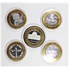 Image 2 : FIVE MISCELLANEOUS SILVER CASINO TOKENS