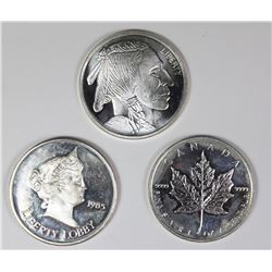 (3) ONE OUNCE SILVER ROUNDS