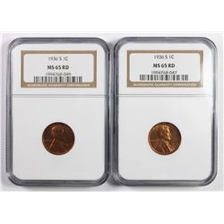 TWO 1936-S LINCOLN CENTS