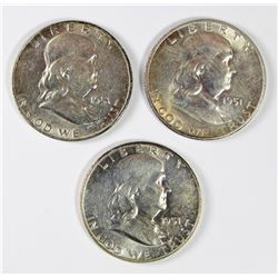 3 FRANKLIN HALF DOLLARS