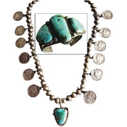 Navajo Bracelet and Dime Necklace