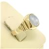 Image 3 : 14K Yellow Gold 3.50 ctw Oval Bezel Set Star Sapphire Grooved Step Ring