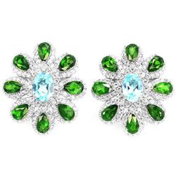 Natural SKY BLUE TOPAZ CHROME DIOPSIDE Earrings