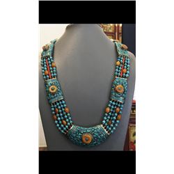 Tibet Hand Made Natural Turquoise  Necklace