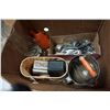 Image 2 : BOX OF OIL LAMP, SIFTER, COFFEE URN, AND MORE