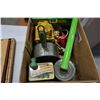 Image 2 : BOX OF ANTIQUE SPRAYER, SIFTER, CIGARETTE ROLLER, ETC