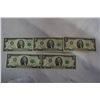Image 2 : LOT OF 5 UNITED FEDERAL RESERVE 2 DOLLAR BILLS