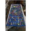 Image 1 : HOTWHEELS DOOR HANGER TOY CAR HOLDER WITH 114 VEHICLE, MANY IN NEW CONDITION, SOME VINTAGE