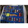 Image 2 : HOTWHEELS DOOR HANGER TOY CAR HOLDER WITH 114 VEHICLE, MANY IN NEW CONDITION, SOME VINTAGE