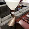 Image 2 : MID CENTURY COPPER W/ WOOD INLAY FLOOR LAMP AND COPPER SHADES