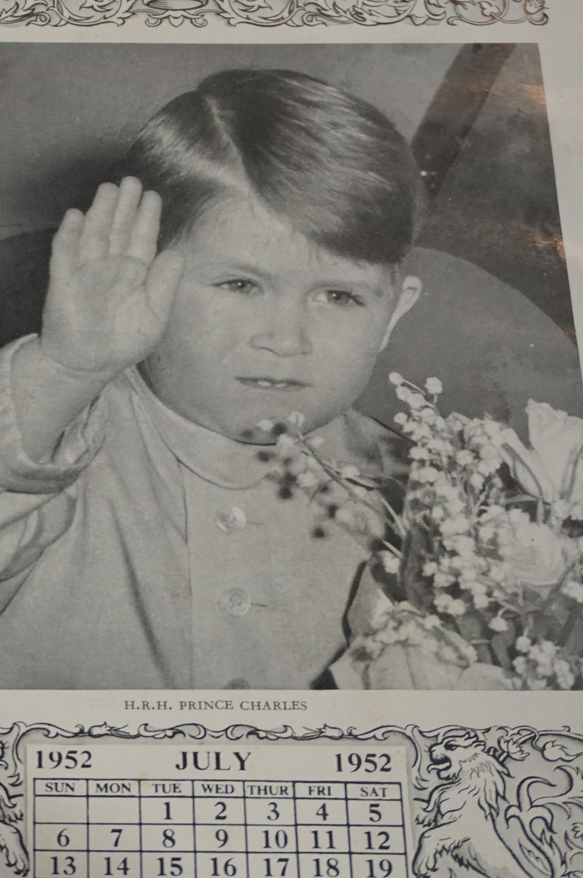 1952 PRINCE CHARLES CALENDAR Big Valley Auction