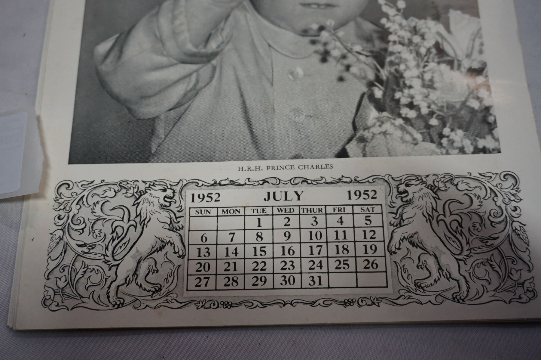 1952 PRINCE CHARLES CALENDAR