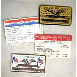 JOHN GILLESPIE'S NEW JERSEY DRIVER'S LICENSE Expired December 31, 1995, together with two metal Soci