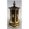 Image 1 : A NEOCLASSICAL STYLE BURGUNDY AND GILT DECORATED MUSIC BOX Gilt decorated finial above doors opening