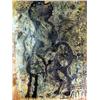 Image 1 : AN ABSTRACT PAINT ON PAPER OF A MAN RIDING A HORSE Illegibly signed, inscribed on verso "For a Maest