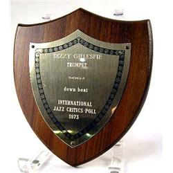 TWO PLAQUES FROM THE DOWNBEAT INTERNATIONAL JAZZ CRITICS POLL TO DIZZY GILLESPIE Dated 1972 and 1973