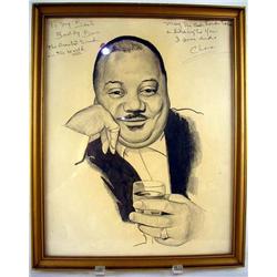 A PRINT OF CHARLIE SHAVERS HOLDING A DRINK Inscri
