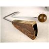Image 4 : A WOOD AND CHROME VIBRA-SLAP Together with a wood block with stick, maracas, a frame drum with stick