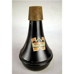 A TRUMPET MUFFLER Labeled Denis Wick Precision Mute, London, wear, 6"h