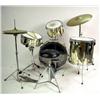 Image 1 : A REMO WEATHER KING AMBASSADOR BATTER USA DRUM AND CYMBALS SET In chrome and brass, four drums, and 
