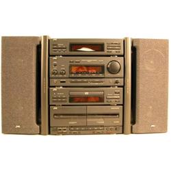 A JVC COMPACT HOME STEREO Model HXPRO, dual cassette, CD, equalizer, and tuner, 1991