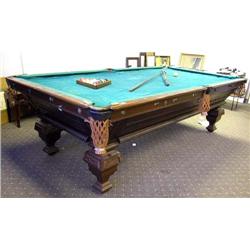 AN ELIZABETHAN STYLE OAK BILLIARD TABLE Wear and 