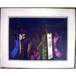 A COLOR LITHOGRAPH Depicting an abstract renderin