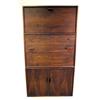 Image 1 : A WALNUT VENEERED MODULAR WALL UNIT With assorted cabinets and chest of drawers, heavy wear and loss