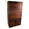 Image 2 : A WALNUT VENEERED MODULAR WALL UNIT With assorted cabinets and chest of drawers, heavy wear and loss