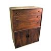 Image 4 : A WALNUT VENEERED MODULAR WALL UNIT With assorted cabinets and chest of drawers, heavy wear and loss