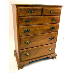 A CHIPPENDALE STYLE SIX-DRAWER TALL CHEST OF DRAWERS Some wear, 47 1/2"h x 35"w x 19"d