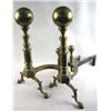 Image 1 : A PAIR OF COLONIAL REVIVAL LARGE BRASS ANDIRONS 22 1/2"h x 12"w x 24"d