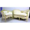 Image 1 : A LOUIS XV STYLE CARVED WHITE LACQUERED BARREL BACK ARMCHAIR Together with a matching love seat, eac