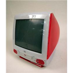 AN I-MAC COMPUTER WITH PINK AND CLEAR CASE Wear