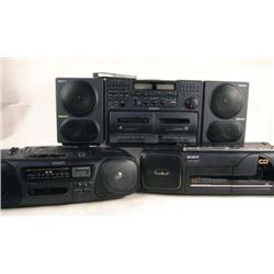 A SONY PORTABLE STEREO Model CFD-750/760, together with a smaller Sony Radi-Model 64 and a similar e