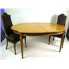 Image 1 : A NEOCLASSICAL STYLE FRUITWOOD DINING TABLE Together with six high back side chairs with black uphol