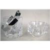 Image 1 : AN ORREFORS COLORLESS GLASS ASHTRAY Together with an Orrefors cut crystal wine bucket with chrome ha