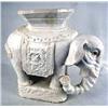 Image 1 : AN ORIENTAL STYLE WHITE POTTERY ELEPHANT GARDEN SEAT losses, 21"h, together with a rattan box, 2 pie