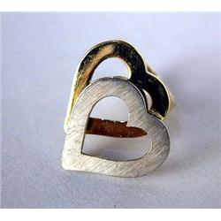 A 14K YELLOW GOLD DOUBLE HEART RING Apx. 4.8 dwt.