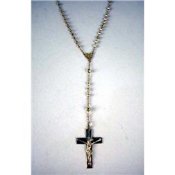 A 14K GOLD ROSARY CHAIN WITH CROSS A 14K GOLD ROSARY CHAIN WITH CROSS