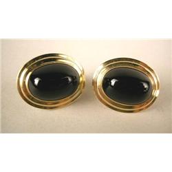 A PAIR OF 14K YELLOW GOLD EARRINGS WITH ONYX CABOCHONS Apx. 5.5 dwt