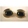 Image 1 : A PAIR OF 14K YELLOW GOLD EARRINGS WITH ONYX CABOCHONS Apx. 5.5 dwt
