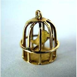 A 14K YELLOW GOLD BIRDCAGE CHARM A 14K YELLOW GOLD BIRDCAGE CHARM;