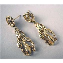 A PAIR OF 14K YELLOW GOLD CHUNK EARRINGS Together with one 14K yellow gold earring