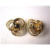 Image 2 : A PAIR OF 14K YELLOW GOLD AND DIAMOND EARRINGS Comprising three interlocking circles, each set with 