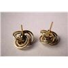 Image 3 : A PAIR OF 14K YELLOW GOLD AND DIAMOND EARRINGS Comprising three interlocking circles, each set with 