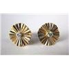 Image 1 : A PAIR OF 14K YELLOW GOLD DISC STYLE EARRINGS Each set with a circular full cut diamond, total estim