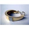 Image 3 : A PAIR OF 14K YELLOW GOLD HOOP STYLE EARRINGS Apx. 9.10 dwt, with twelve full cut diamonds, total es